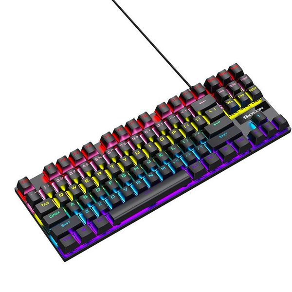 K87 clavier mécanique filaire 20 types d'éclairage coloré jeu et bureau pour microsoft windows et apple ios système