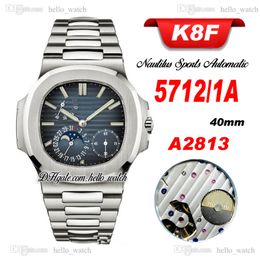 K8F 40 mm sport 5712/1A-001 gangreserve automatisch herenhorloge 5712 D-blauwe textuur wijzerplaat saffier roestvrijstalen armband horloges hellowatch PPHW Z21A