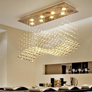K9 Kristallen Kroonluchters LED Verchroomd Licht Wave Art Decor Moderne Suspension Verlichting el Villa Hanglamp LLFA255c