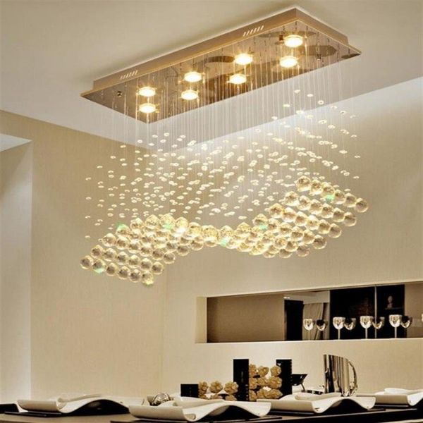 K9 lustres en cristal LED Chrome fini vague de lumière Art décor moderne Suspension éclairage el Villa lampe suspendue LLFA226J