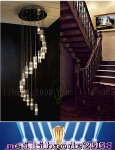 Lámpara de techo en espiral con barra de cristal K9, candelabro LED moderno y creativo para Loft, accesorio de iluminación para barra de Hotel y sala de estar wl00