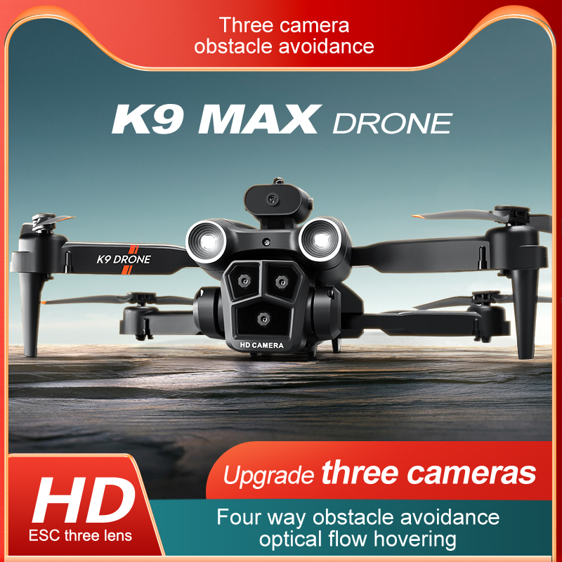 K9 Max HD ESC 3 Camera Mini Drone Professional Optical Flow Hovering Dron fyrsidig hinder Undvikande quadcopter RC Toy Drönes gåvor