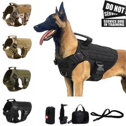 K9 Tactical Military Vest Pet Shepherd Shepherd Golden Retriever Tactical Training Training Dog Harness and Lash Set for All Breeds Dogs 240415