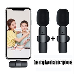 K9 Microphone Lavalier sans fil 2 en 1 Mini micro d'enregistrement audio vidéo portable pour iPhone Android Longue durée de vie de la batterie Jeu de diffusion en direct