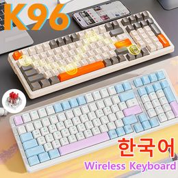 K96 Clavier de clavier sans fil mécanique USB TYPEC Bluetooth compatible 100 keys 24g personnalisé pour PC Desktop 231221