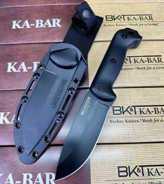 KA-BAR BK2 Becker couteau à lame fixe droite, manche en ABS, auto-défense tactique, outil EDC, couteaux de poche de Camping et de chasse a3005