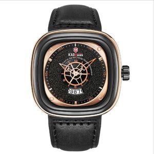 Marca KADEMAN Fashon Cool, relojes para hombre con esfera grande, reloj de cuarzo cuadrado, calendario, tiempo de viaje preciso, relojes de pulsera masculinos generosos 193u