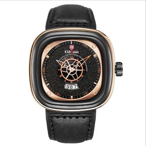 Kademan Brand Fashon Cool grande Mensil para hombres Relojes cuadrados de cuarzo calendario preciso tiempo de viaje generoso reloj de pulsera masculina 2046