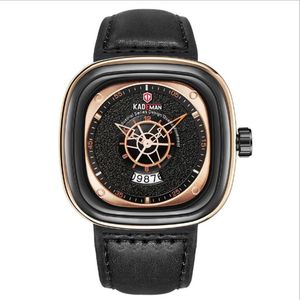 KADEMAN -merk Fashon cool grote dial heren horloges vierkante kwarts horloge kalender nauwkeurige reistijd gulle mannelijke polshorloges2209