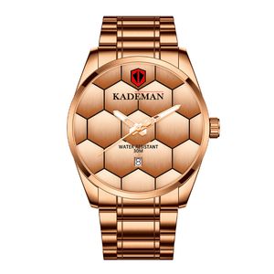 KADEMAN Brand High Definition Luminous Mens Watch Quartz Kalender horloges Leisure eenvoudige voetbaltextuur mannelijke polshorloges