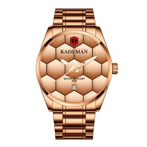 Kademan Brand haute définition Luminous Mens Watch Quartz Calendar Rearts Loissine Texture de football simple MADESSE MASCULES 314I