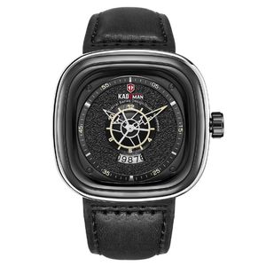 Kademan Brand Trendy Fashon Cool Large Dial Mens Menties Quartz Watch Calendar Temps de voyage précis Business Mâle Montre Monter des bracelets 256H