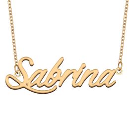 Sabrina naamkettingen hanger op maat gepersonaliseerd voor vrouwen meisje kinderen beste vrienden moeders geschenken 18k verguld roestvrij staal