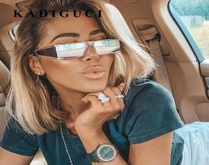 KADIGUCI Mode Rectangle Petites lunettes de soleil Femmes 2019 Marque Miroir Argent Noir Lentille Claire Une Pièce Punk Hommes Gafas Nuances UV400 4722944