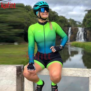 Suit de pull Kafitt Womens Suit à cycle à manches longues Suit à manches vertes fluorescents Triathlon VTT VTT SUGS CARTS 240508