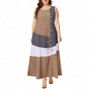 Kaftan Kleur Stiksels Maxi Dr Vrouwen Zomer Sundr ZANZEA 2023 Casual Sleevel Tank Vestidos Vrouwelijke O Hals Gewaad Plus size D6Tq #