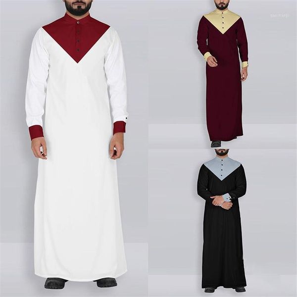 Caftan pour hommes, vêtements musulmans, Jubba Thobe Abaya, Robe de dubaï, arabie saoudite, Robe islamique traditionnelle du Ramadan, t-shirt à manches longues, 1322S