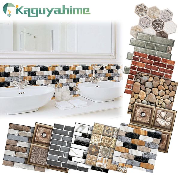 Azulejos de mosaico autoadhesivos Kaguyahime, pegatinas de pared 3D DIY, pegatinas de azulejo de pared impermeables, pegatinas de decoración, pegatinas de cocina, 30X30cm