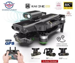 Kai One Max Drone Professional 8K double caméra GPS 5G WiFi 3axis Gimbal 360 Évitement des obstacles RC Quadcopter 12km Toys 2109155649977