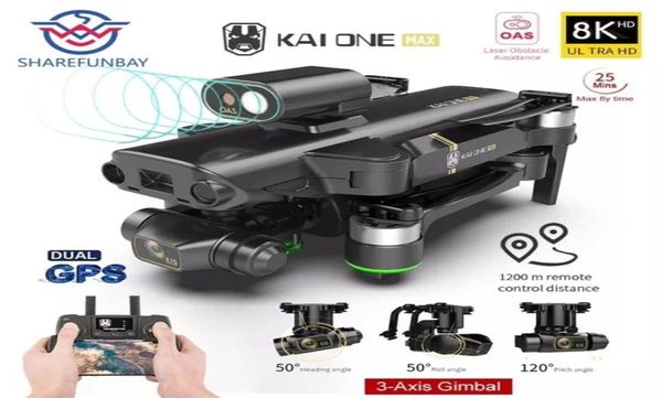 KAI ONE MAX Drone professionnel 8K double caméra GPS 5G Wifi 3 axes cardan 360 évitement d'obstacles RC quadrirotor 12km Dron jouets 2109157917329