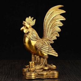 Kaiguang – décoration de poulet en cuivre pur, décoration de poulet du zodiaque, artisanat de maison, coq en cuivre doré, rapport 288c
