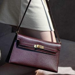 Kailys Designer 2024 Nuevo bolso de cuero genuino con patrón de cabra para mujer, versátil, con un hombro y bastón de mano de sensación avanzada