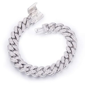 Kaisney – Bracelet en diamant GRA Moissanite plaqué or blanc de 12mm de large, chaîne à maillons cubains en argent Sterling S, bijoux hip hop