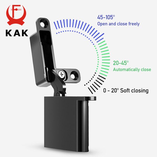 Kak 2pcs Bisagra oculta 25 kg Bisagra de gabinete de cierre suave 105 grados Apertura suave Bisagra de puerta de aluminio Hardware de puerta de madera