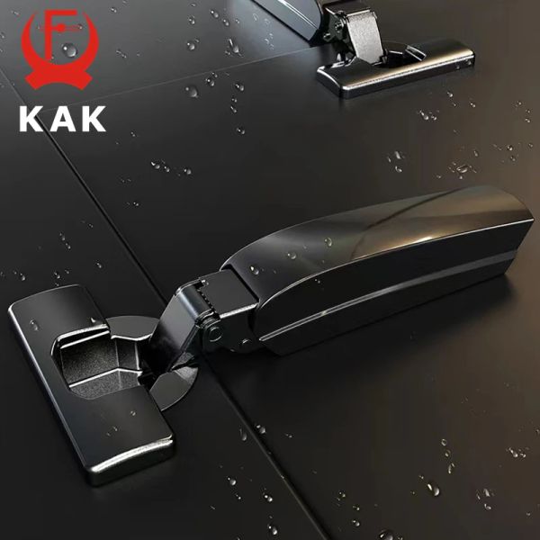 KAK 2pcs Bisagras de gabinete de cocina Hidden Black Soft Cerrar Hidráulico Accesorios de muebles de amortiguadores Buffer de amortiguación Hardware