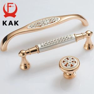 Kak Gold Kitchen Poignée avec boucles d'armoires en diamant en cristal et poignées Porte de placard Tire la commode du mobilier