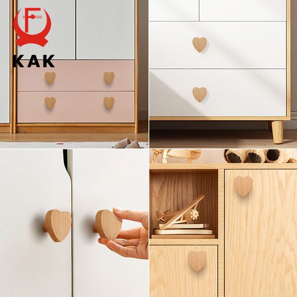 Kak coeur en forme de mobilier en bois boutons de meuble punch sans punch accrochage à crochets de cuisine poignées de placard porte de la porte du placard