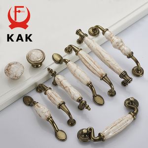Líneas de mármol kak manijas de gabinete de cerámica perillas de cajón de aleación manijas de la puerta del armario de bronce antiguo mango de muebles europeos