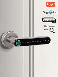 KAK Smart Fingerprint Door Slot Zwart Biometrisch deurvergrendeling Wachtwoord Keyless Entry Deur Lock met Handle Beveiliging Deur Hardware 231222