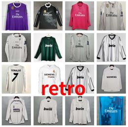 Kaka Benzema Retro Soccer Jerseys Di Maria ALONSO RONALDO MODRIC HIGUAIN Real Madrids Classic Vintage Football Shirt Manches longues 01 02 05 06