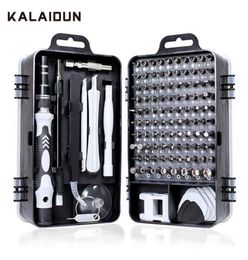 Kalaidun schroevendraaier set 115 in 1 bit precisie magnetische schroevendriver torx bits geïsoleerde multitools telefoonreparatie handgereedschap kit t8228585