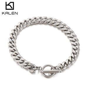 Kalen 8mm 316L Acier Inoxydable Classique Cubain Gourmette Bracelet Hommes Mâle Cool Haute Qualité Bijoux