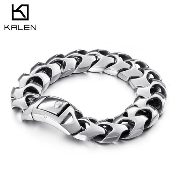 KALEN – Bracelet en forme de poli pour hommes, chaîne de vélo en acier inoxydable de 22cm, Bilezik Boho, accessoires de bijoux masculins, 240105