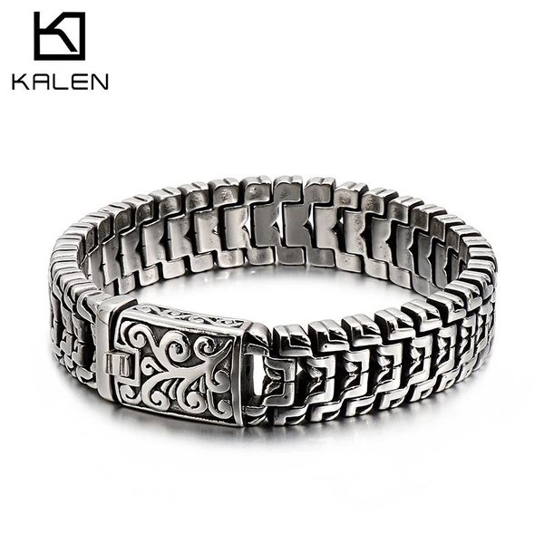 KALEN Punk haute poli en forme de Bracelet hommes 22 cm en acier inoxydable chaîne de vélo Bilezik Boho mâle bijoux accessoires 231225