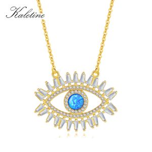 KALETINE 925 argent Sterling mauvais colliers femmes cadeau cristal chanceux turc oeil bleu CZ collier Fine turquie bijoux