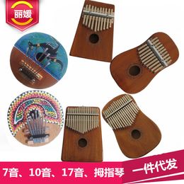 Kalimba 17 Sound Thumb Muziekinstrument 10 Sound Finger Musical Instrument Peach Blossom Core Fineer Finger Piano 7 Coconut Shell