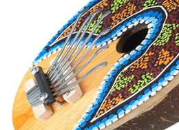 Kalimba Thumb Piano 7 teclas sintonizable concha de coco pintado instrumento musical sintonizable concha de coco pintado instrumento musical entero2315321