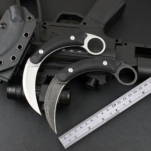 Kalinou Karambit garra Cuchillo de hoja fija garra krambit Cuchillos tácticos 440C Hoja de lavado de piedra Mango de acero Hoja fija