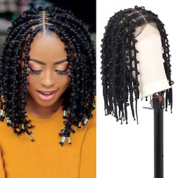 Kalyss- 14 Boîte à nœuds courts-nœuds perruques tressées pour femmes papillon bob en plus double perruque tresse avec les cheveux pour bébé Cornrow 240429