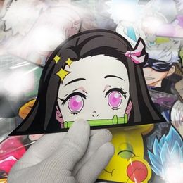 Kamado Nezuko Demon Slayer 3D Lenticulaire Anime Autocollant de mouvement étanche pour ordinateur portable, réfrigérateur, planche à roulettes, décoration murale, jouet pour enfant, cadeaux