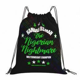 Kamaru Usman Kamaru De Nigeriaanse nachtmerrie -trekkoordzakken Gym Bag School Nieuwe stijl Persaliseerde kleding Backpacks Y1OM#