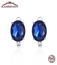 Kamera -edelsteen saffier clip oorbellen dames039S mode kpop zilver 925 sieraden bluewhite lab diamant bruiloft elegan earrin8739683