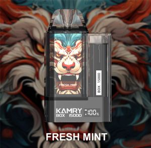 Kamry Box 15000 Puff 15K Puffle Disposable E Cigarettes 1,0Ω Mesh Bobine 30 ml Pod Batterie Rechargeable Cigs Puffe Puff 15K 2% Disposable Vape Intelligent Affichage