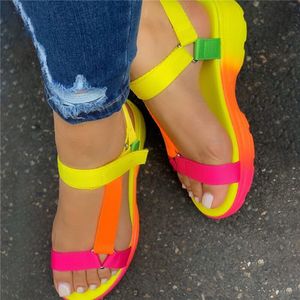 KAMUCC été sandales grande taille 43 Multi couleurs chaussures décontractées femme plat livraison directe sandales confortables femme lumière Sandalias