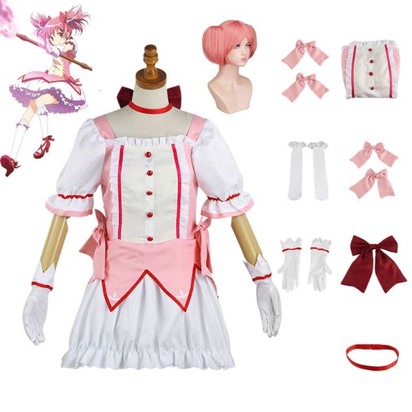 Kaname Madoka Cosplay Anime Puella Magi Madoka Magica Cosplay Costumes robe rose Costume perruque Halloween carnaval Costume pour Girlcosplay