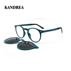 KANDREA TR90 Anti Blauw Licht Brilmonturen Gepolariseerde Zonnebril Met Magnetische Clip Heren Dames Mode Computer Brillen S2034 240109